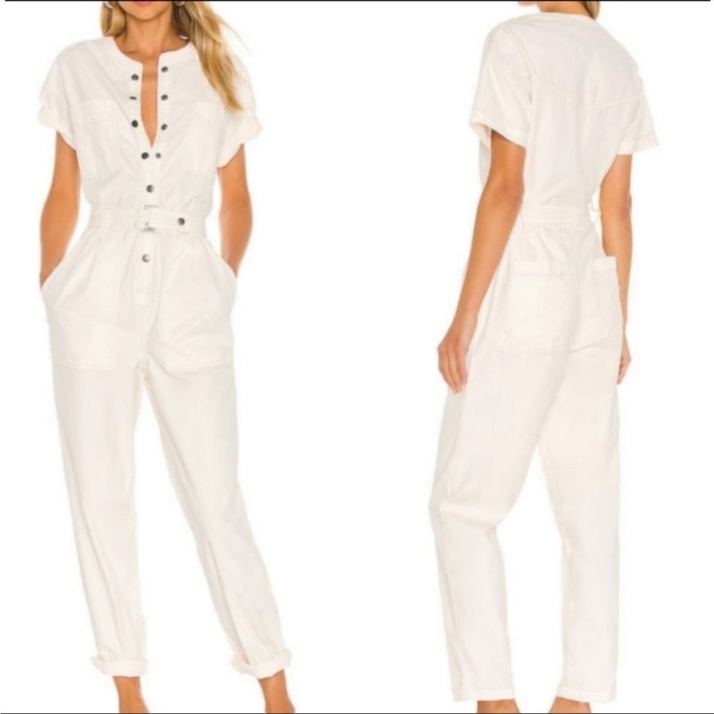 Pistola Revolve Freya Paperbag Jumpsuit in Antique White Size S